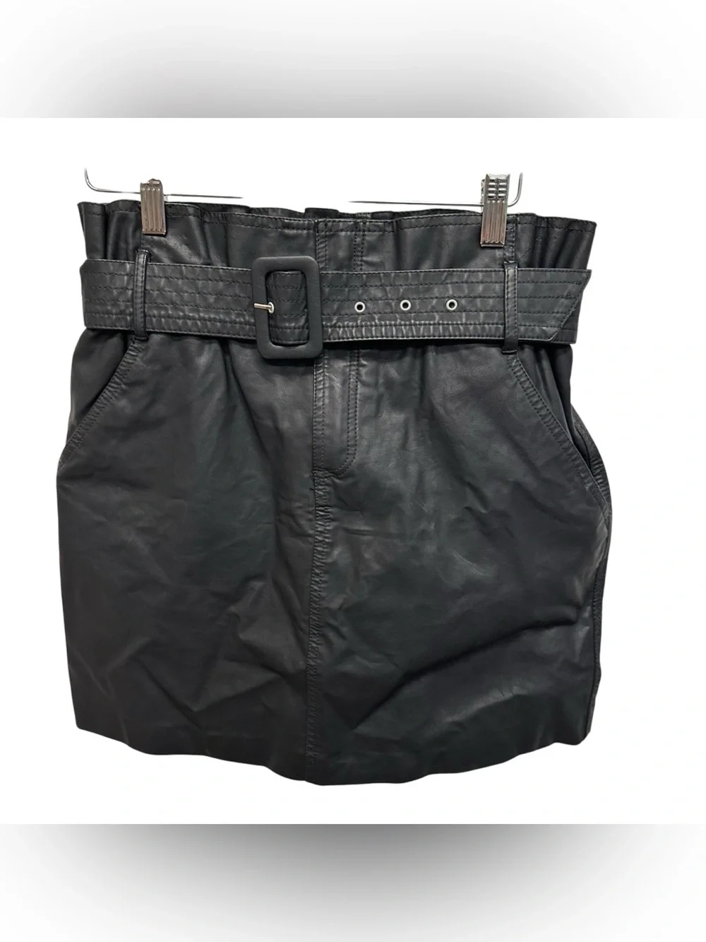 Blank NYC black faux leather mini skirt belted women’s size 29 New moto baddie